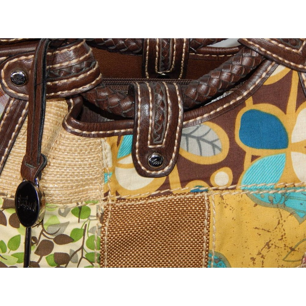 Fossil Multicolor Floral Patchwork Boho Satchel P… - image 6